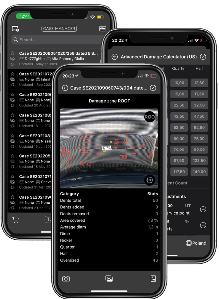 HailMaster-App: Fallverwaltung, Statistik je Schadenzone und Schadenrechner